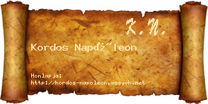 Kordos Napóleon névjegykártya